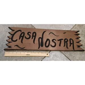 Wooden Sicilian Casa Nostra "Our Thing" Sign 24" Sicilian Mafia Rare